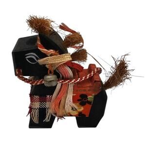 Vintage Hand Painted Japanese Horses Lot Hachinohe Yawata Uma Black